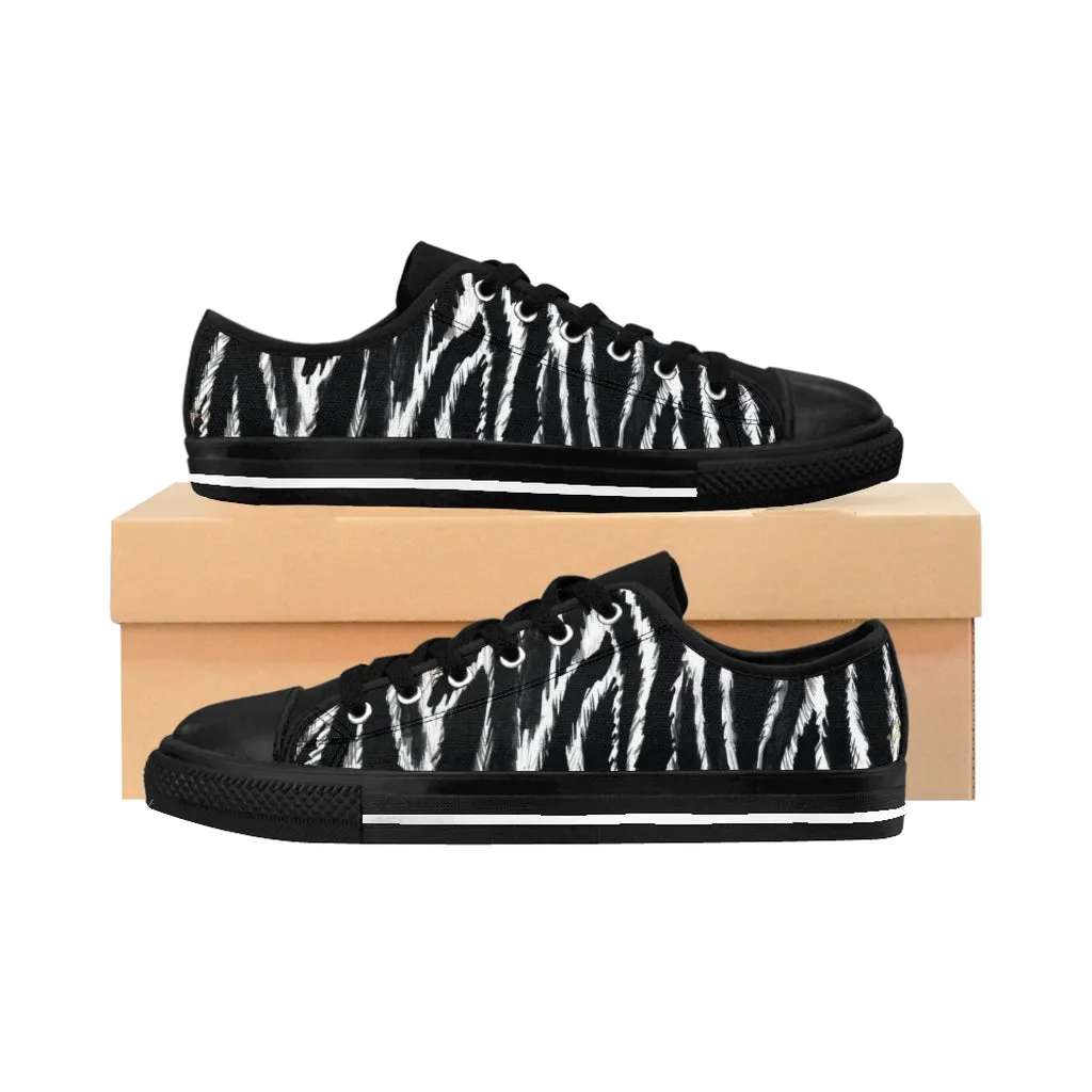 Wild Zebra Men's Sneakers, Best Zebra Stripe Animal Print Low Top Shoes (US Size: 7-14)