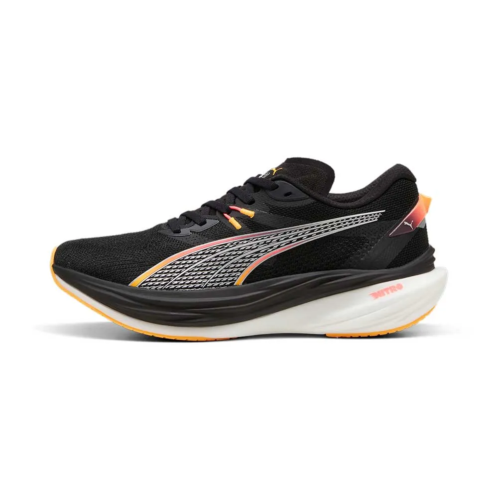 Women's Deviate Nitro 3 Running Shoes - PUMA Black-Sunset Glow-Sun Stream - Regular (B)