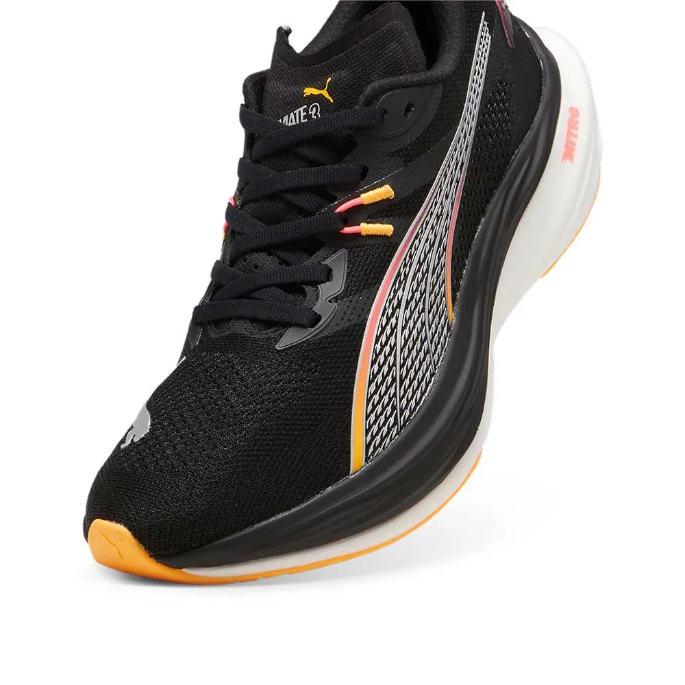 Women's Deviate Nitro 3 Running Shoes - PUMA Black-Sunset Glow-Sun Stream - Regular (B)