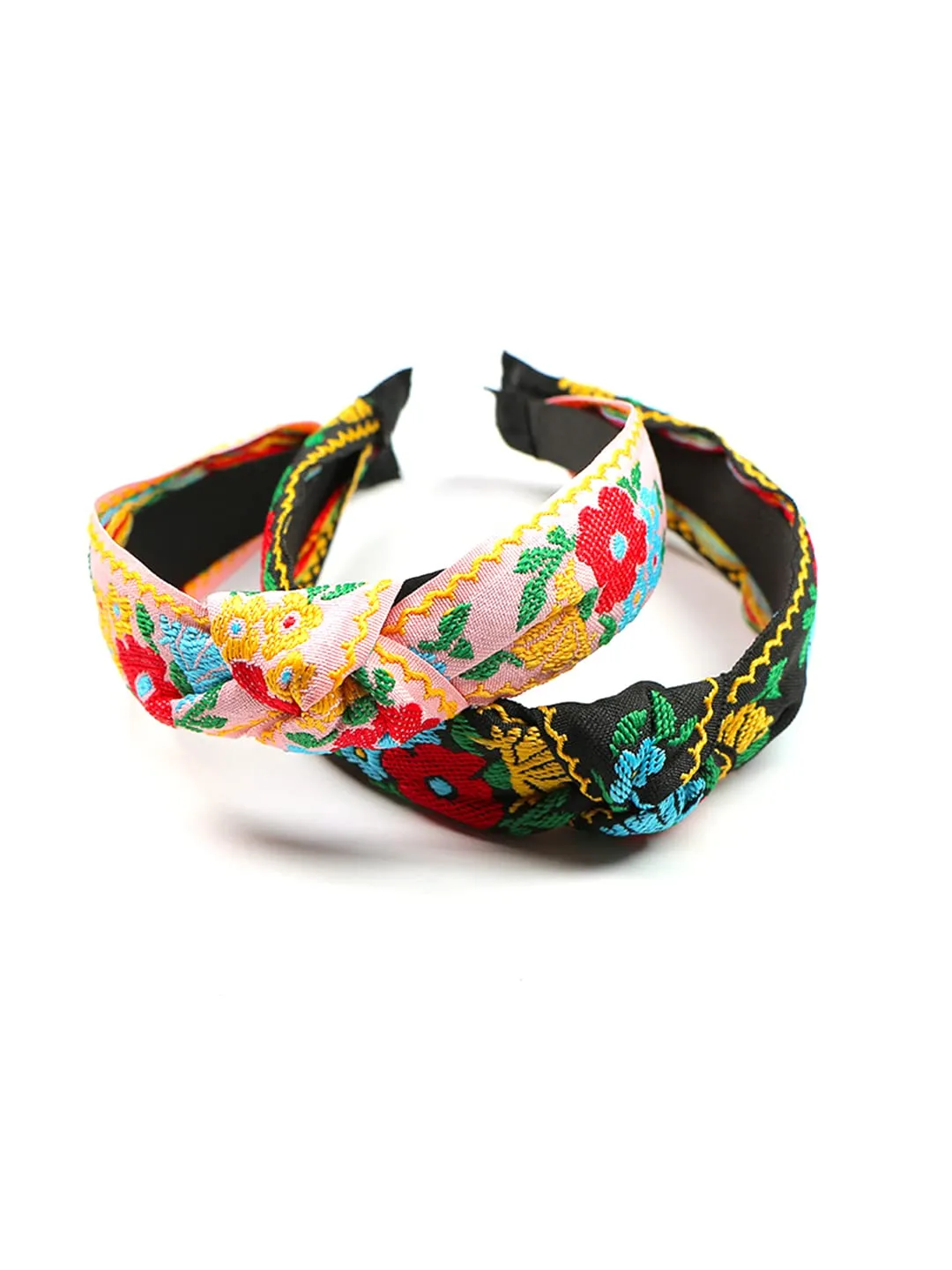 Yellow Chimes Head Bands for Girls 2 Pcs Hair Band for Women Floral Printed Fabric Headband Hair Accessories for Women and Girls.